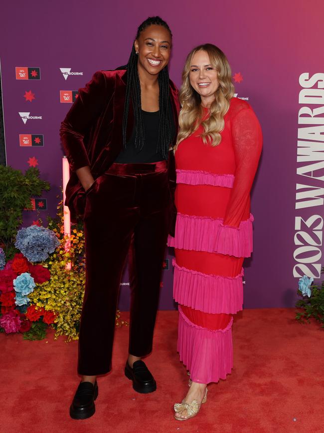 Collingwoods Sabrina Frederick and wife Lili. Pic: Michael Klein.