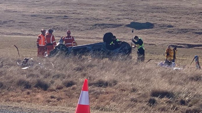 Crash investigators at the scene near Cooma. Picture: ABC