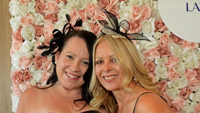 Carly Booth and Despina Priala at Women in Law race day at Aquis GCTC, Bundall. Picture: Regina King