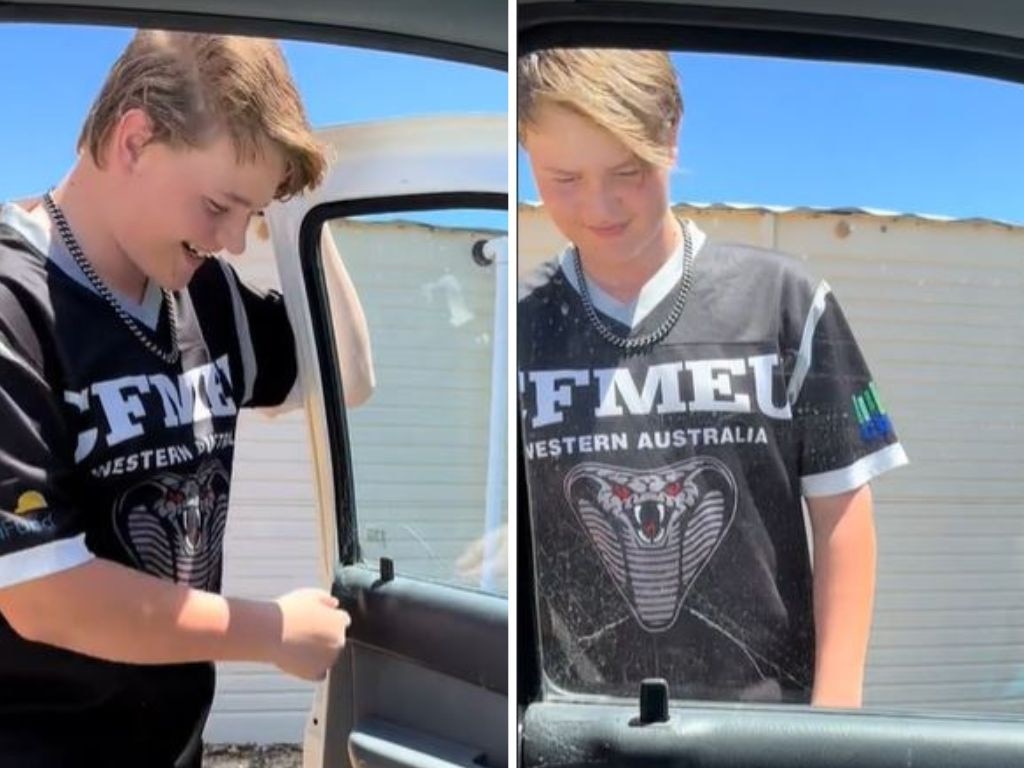 The Gen Z boy was utterly perplexed by a manual car lock. Picture: @nita_r88 TIkTok