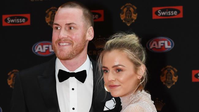 Former Hawthorn player Jarryd Roughead and his wife Sarah. Picture: AAP