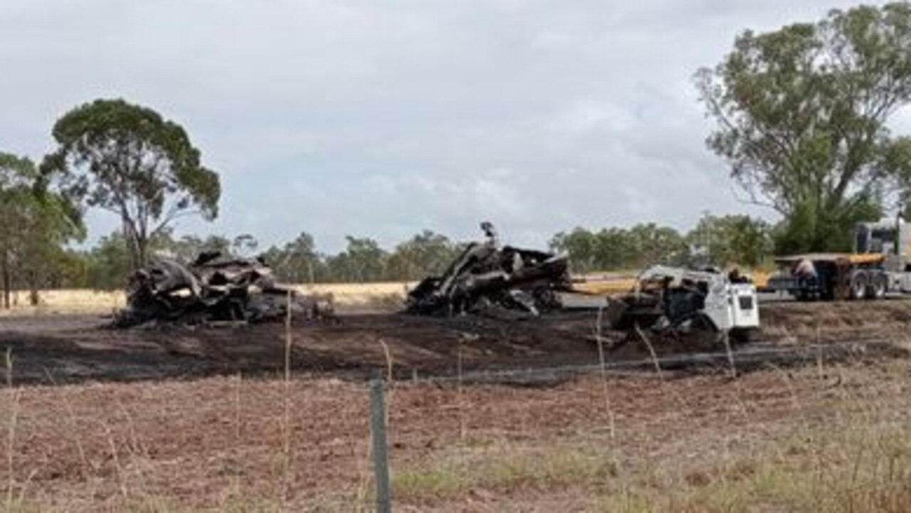 Emergency crews were called about 11pm Friday with some fire crews and water trucks arriving from Mackay, about 40 mins away. Picture: Kaiz-Anne Bryan