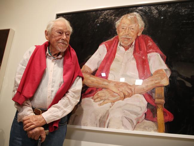 SYDNEY, AUSTRALIA - NewsWire Photos June 4, 2021: The winner of the Archibald Prize was announced today at the Art Gallery of NSW. Pictured is 100-year-old artist, Guy Warren" who was the subject of the winning portrait, by Peter Wegner. Picture: NCA NewsWire / David Swift