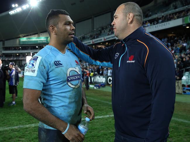 Kurtley Beale and Michael Cheika during their time together at the Waratahs.