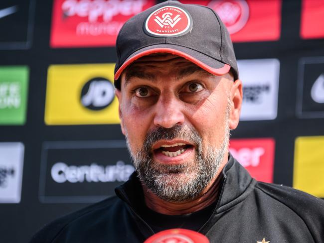 Western Sydney Wanderers Head Coach Markus Babbel speaking with media ahead of a training session at the Wanderers Centre of Football in Sydney, Thursday, October 31, 2019. (AAP Image/James Gourley) NO ARCHIVING