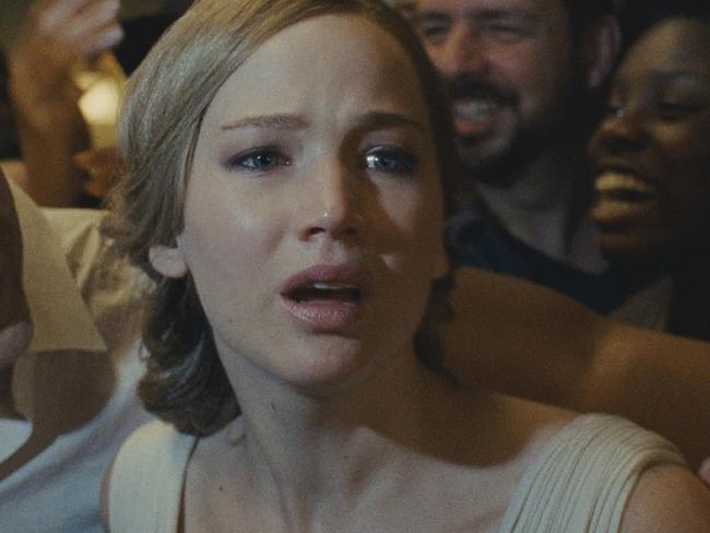 Left to right: Javier Bardem and Jennifer Lawrence in mother!, from Paramount Pictures and Protozoa Pictures.
