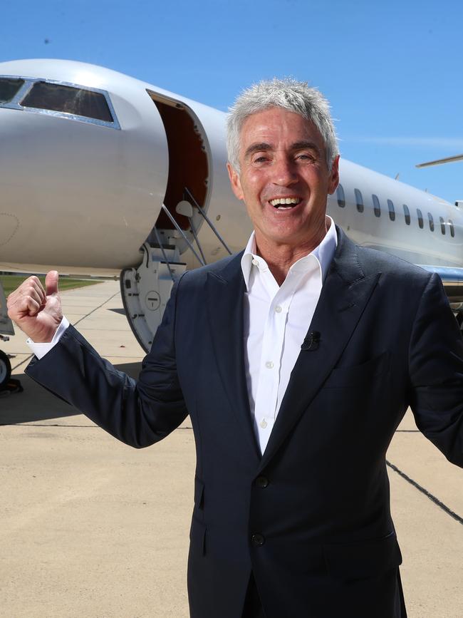 Racing legend Mick Doohan on his private jet business, at Essendon Fields. Picture: Alex Coppel.