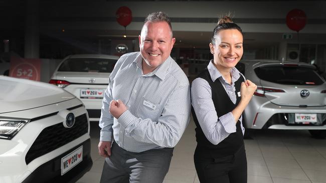 CMI Toyota workers Ben Sampson and Elena Lalic. Picture: Sarah Reed