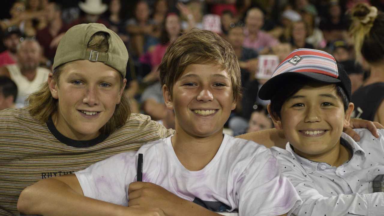 HAPPY DAYS: These boys were part of the sell out crowd which attended Sunday night's Big Bash game in Coffs Harbour. 