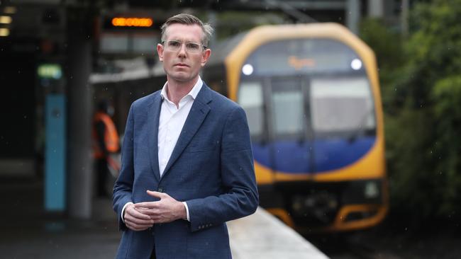 NSW Premier Dominic Perrottet, pictured at Epping Train Station. Picture: David Swift