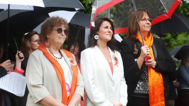 Mary Knowles Mayor Northern Midlands Council, Minister Jo Palmer, Jenny Gale Secretary of the Department of Premier and Cabinet. Walk and rally against violence towards women. Picture: Nikki Davis-Jones