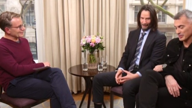 Keanu Reeves appeared to cringe during an interview with Good Morning Britain’s entertainment editor, Richard Arnold. Picture: ITV