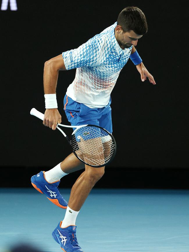 Djokovic was hampered by a similar injury at the Australian Open two years ago Picture: Michael Klein