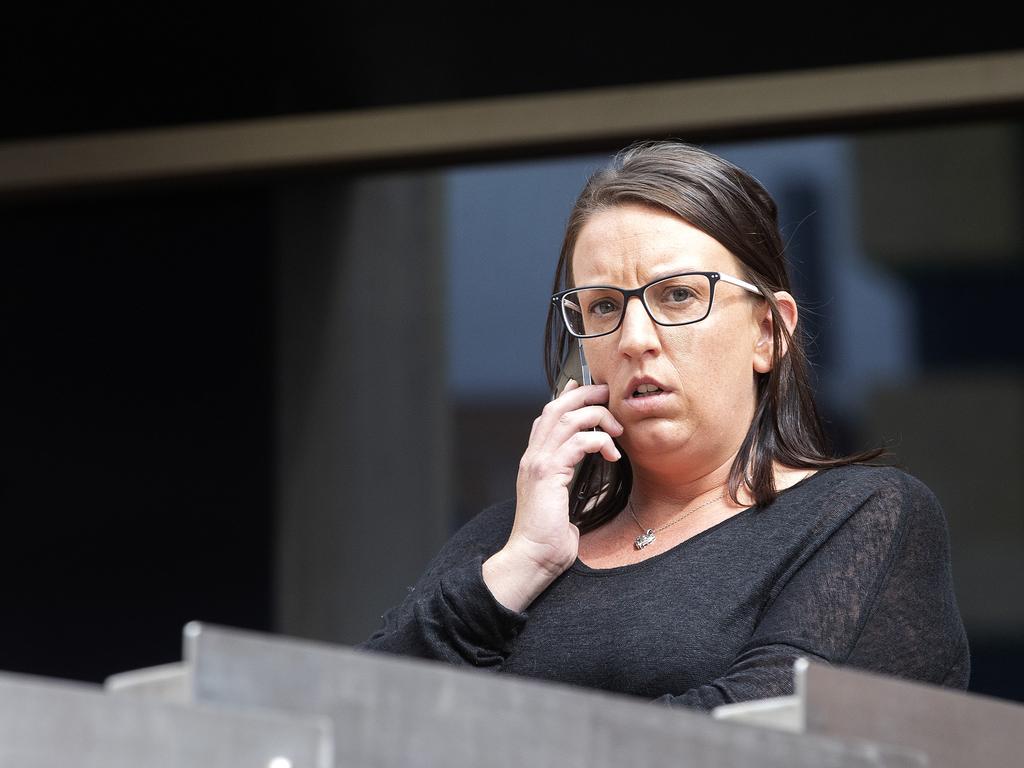 Melissa Oates outside the Hobart Magistrates Court in January 2021, before she was taken into custody.