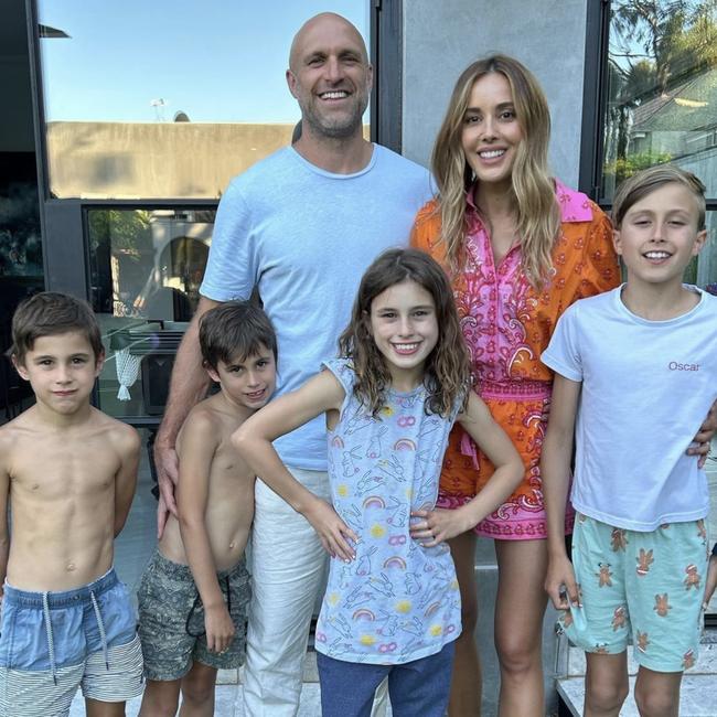 Bec and Chris Judd with their children, Oscar, Billie and twins Tom and Darcy. Picture: Instagram