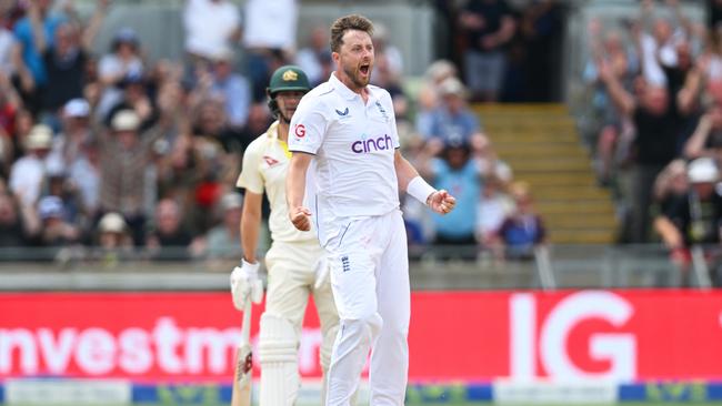 Ollie Robinson’s Day Three antics would’ve caught the attention of the Australian bowlers. Picture: Getty