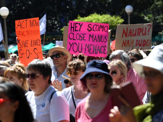 About 2000 protesters joined the rally calling for the closure of the Nauru and Manus Island immigration detention centres. Picture: AAP Image/Joel Carrett