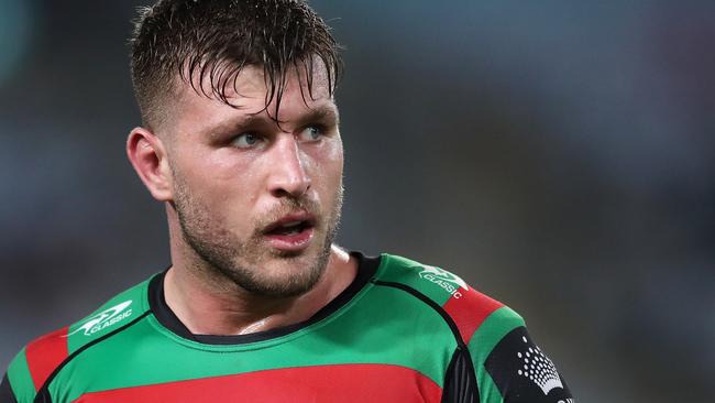 Jai Arrow of the Rabbitohs watches on during the round three NRL match between the South Sydney Rabbitohs and the Sydney Roosters at Accor Stadium, on March 25, 2022, in Sydney, Australia. (Photo by Matt King/Getty Images)