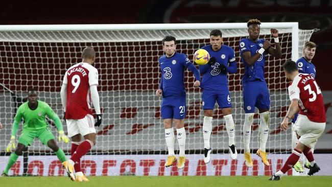 Arsenal’s Granit Xhaka slots home a brilliant free kick against Chelsea