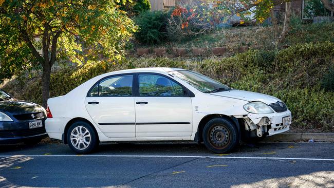 One of the vehicles in the crash on Berrima Road, Sheidow Park. Picture: Mike Burton