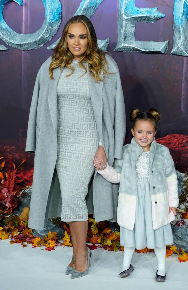 Tamara Ecclestone and her daughter Sophia Ecclestone-Rutland pose on the red carpet. Picture: AFP