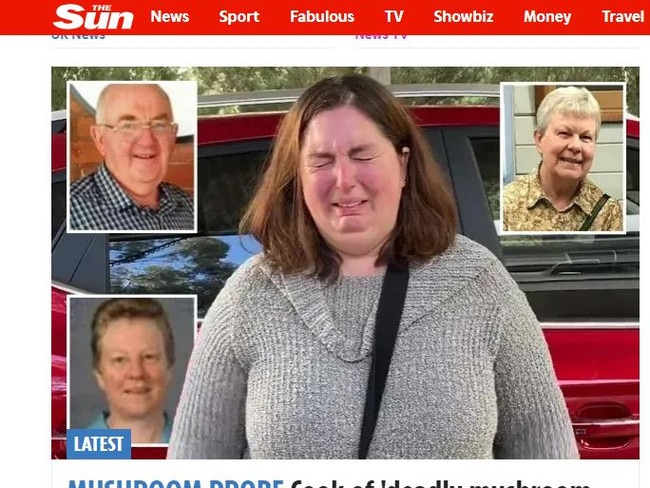 The Sun UK's coverage of the mushroom case. Picture: Supplied