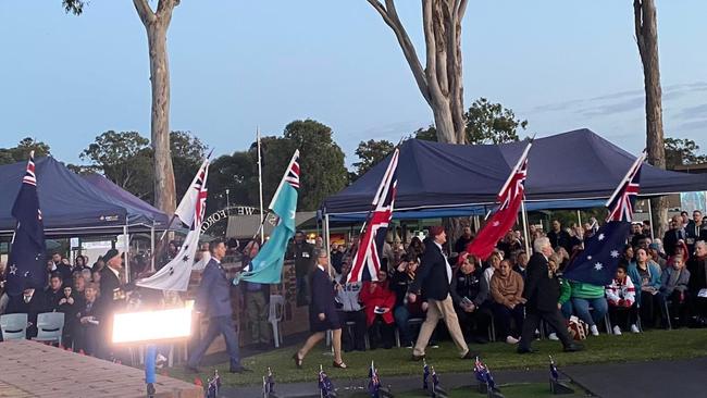 Flag bearing during Ingleburn’s Dawn Service on Thursday April 25, 2024. Picture: Facebook