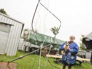 WILD WIND: Denis Greentree discovered the shelter in his front yard had turned into a flying carport. Wednesday, 18th Oct, 2017. Picture: Nev Madsen