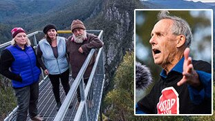 Bob Brown is protesting a major wind farm in Tasmania.