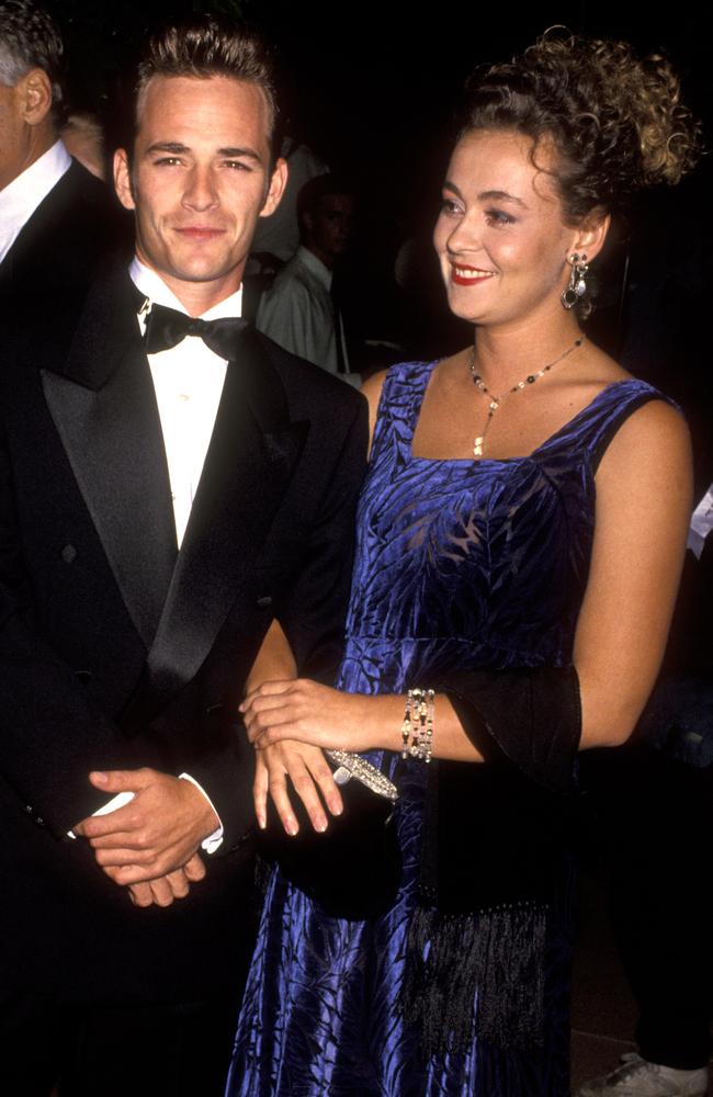 Luke Perry and Minnie Sharp at the 1992 Carousel of Hope Ball. Before splitting, the couple went on to have two children Jack and Sophie. Picture: Ron Galella/WireImage