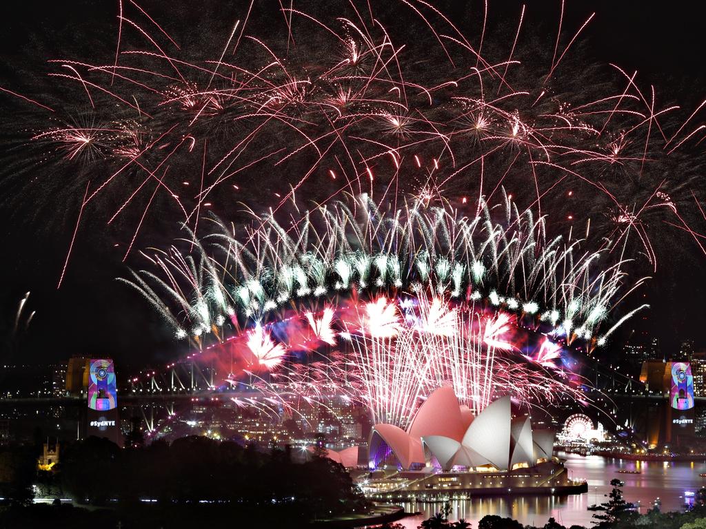 Happy 2019!New Years fireworks seen over Sydney Harbour from Potts Point. Picture by Toby Zerna 