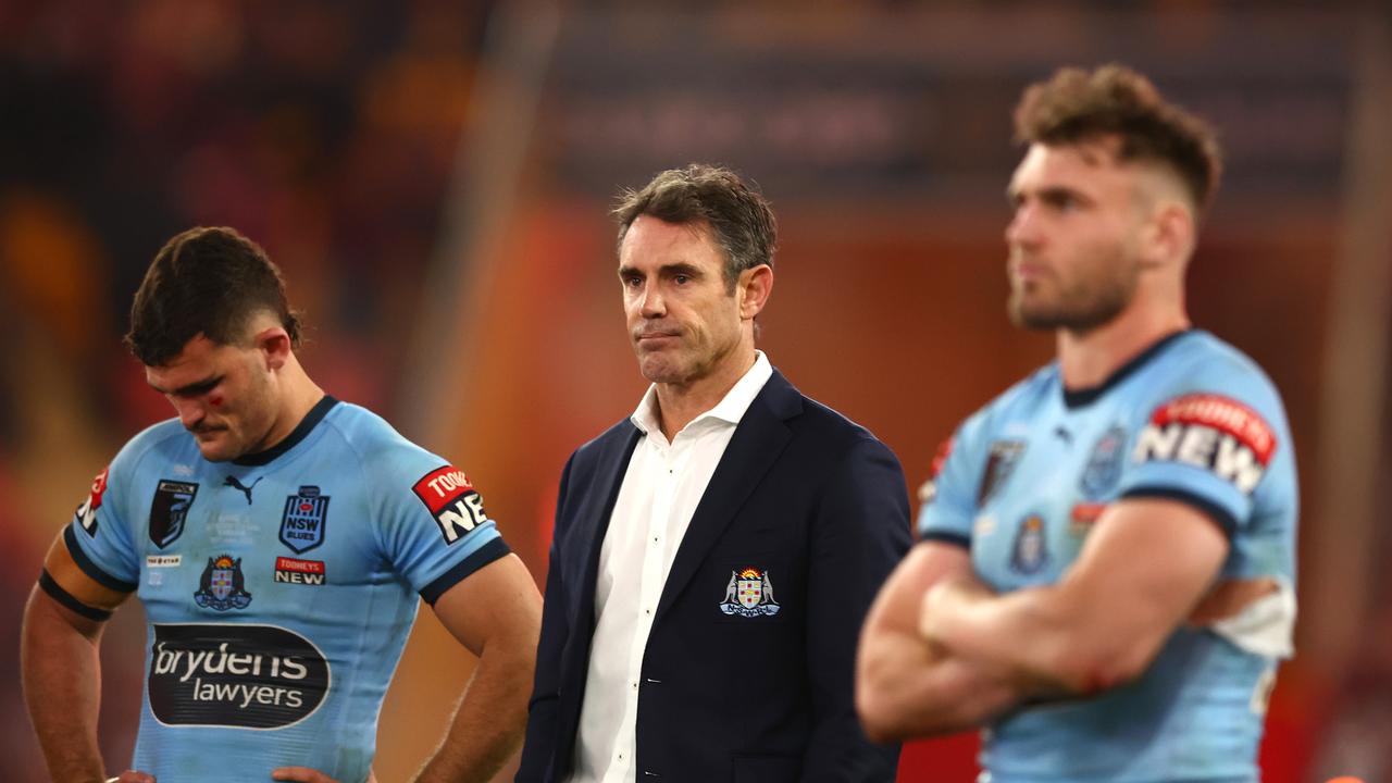 BRISBANE, AUSTRALIA - JULY 13: Blues coach Brad Fittler looks on after game three of the State of Origin Series between the Queensland Maroons and the New South Wales Blues at Suncorp Stadium on July 13, 2022, in Brisbane, Australia. (Photo by Chris Hyde/Getty Images)