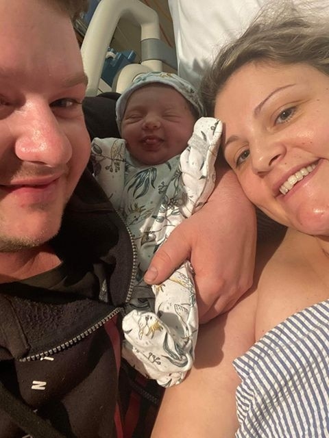 Melissa Fletcher with baby Heidi Ann Hanson after giving birth at Hobart Private in 2020. Deliver for Tassie Mums campaign. Picture: Melissa Fletcher