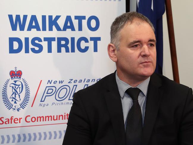 New Zealand Policeman Detective Inspector Graham Pitketethley during a press conference in Hamilton. Picture: Gary Ramage