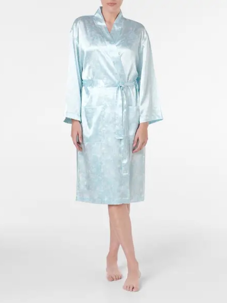Morgan & Finch Satin Bathrobe. Picture: Bed, Bath n' Table.
