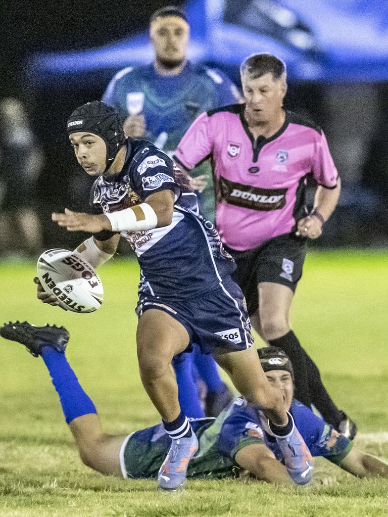 Trae Bennetto for Emus. 2023 TRL Cultural Cup, SW Qld Emus vs Pacific Nations Toowoomba. Saturday, February 25, 2023. Picture: Nev Madsen.