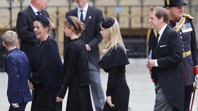 Camilla’s daughter, Laura Lopes, and son, Tom Parker Bowles, with their family at the Queen’s funeral. Picture: Getty Images