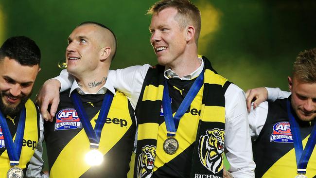 Martin and Riewoldt have won three premierships together. Picture: Mark Stewart