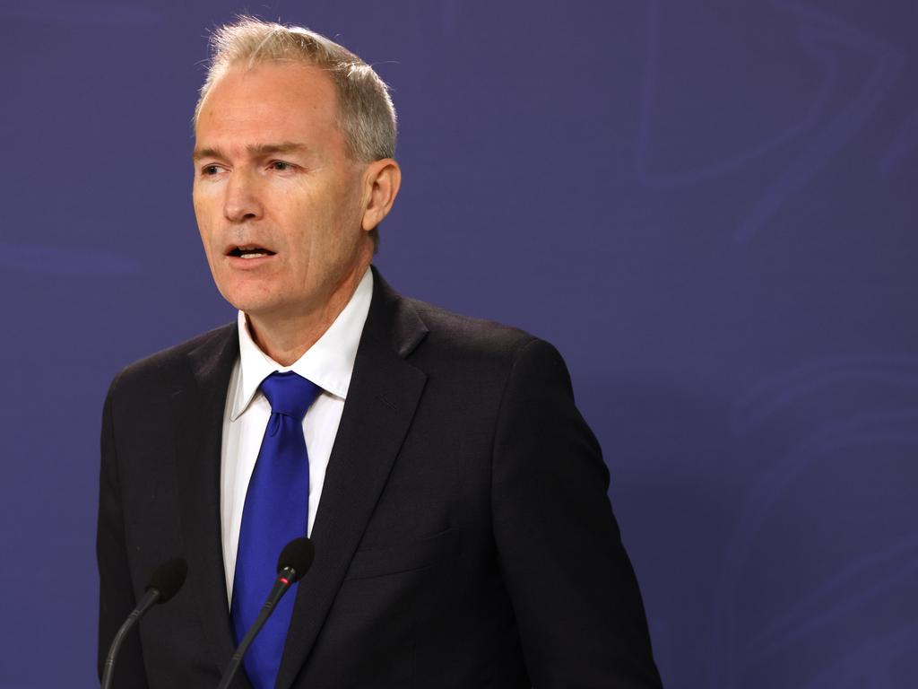 SYDNEY, AUSTRALIA - NewsWire Photos JUNE 13, 2024: David Coleman Federal Member For Banks Shadow Minister for Communications pictured speaking at a press conference at the Commonwealth Parliamentary Offices in Sydney. Picture: NewsWire / Damian Shaw