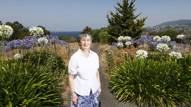 Sister Gabrielle Morgan at the coastal block of land at Blackmans Bay that will be converted into an estate to help overcome the housing crisis. Picture: MATT THOMPSON