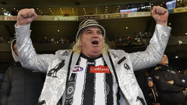 Collingwood cheer squad leader Joffa Corfe has been one of the guest speakers the Pies have drawn upon. Picture: Tony Gough