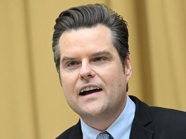 (FILES) US Representative Matt Gaetz, Republican of Florida, speaks during the testimony of Special Counsel Robert Hur before a House Judiciary Committee hearing on his probe into US President Joe Biden's alleged mishandling of classified materials after serving as vice president, on Capitol Hill in Washington, DC, March 12, 2024. A former US lawmaker who was Donald Trump's first pick to run the Justice Department paid for sex numerous times, including with an underage girl, according to a congressional report due for release later December 23, 2024. (Photo by Mandel NGAN / AFP)