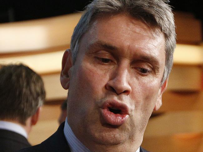 Nine Network financial year results. Nine Network CEO David Gyngell gestures as he speaks to journalists after the financial year results conference. 28/8/2014 The Australian/Picture David Moir