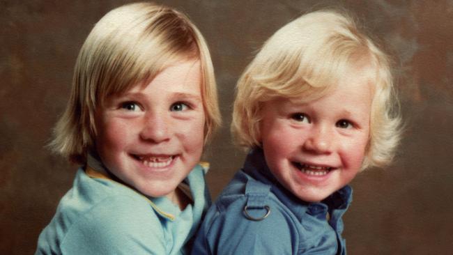 Shane Crawford with his brother Justin as young children.