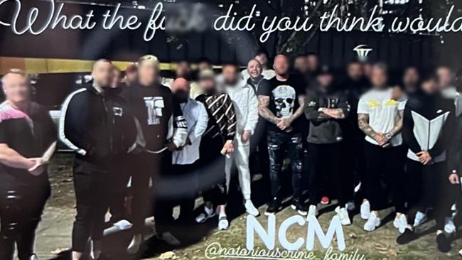 Bikie Toby Mitchell posted a photo of him and other underworld figures at Melbourne’s Southbank after the Paul Gallen fight. The provocative post was headlined ‘What the f…k did you think would happen?’ and was accompanied by the song Many Men (Wish Death) by rapper 50 Cent.