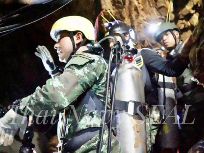 Rescue officer prepares to enter the dark, claustrophobic cave complex in northern Thailand.