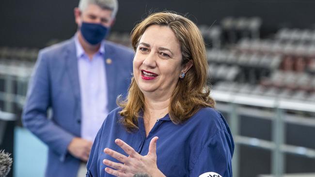 Premier Annastacia Palaszczuk at the weekend said she was confident the state is moving in the right direction as hospitalisations continue to fall on the Gold Coast, in Ipswich, Logan and Brisbane South. Picture: Richard Walker