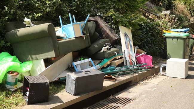 Rubbish on Nareen Pde at North Narrabeen. Picture: John Grainger