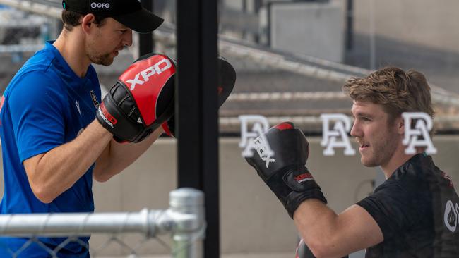 Port Adelaide recruit Jason Horne-Francis has started running following off-season surgery. Picture: NCA NewsWire / Naomi Jellicoe