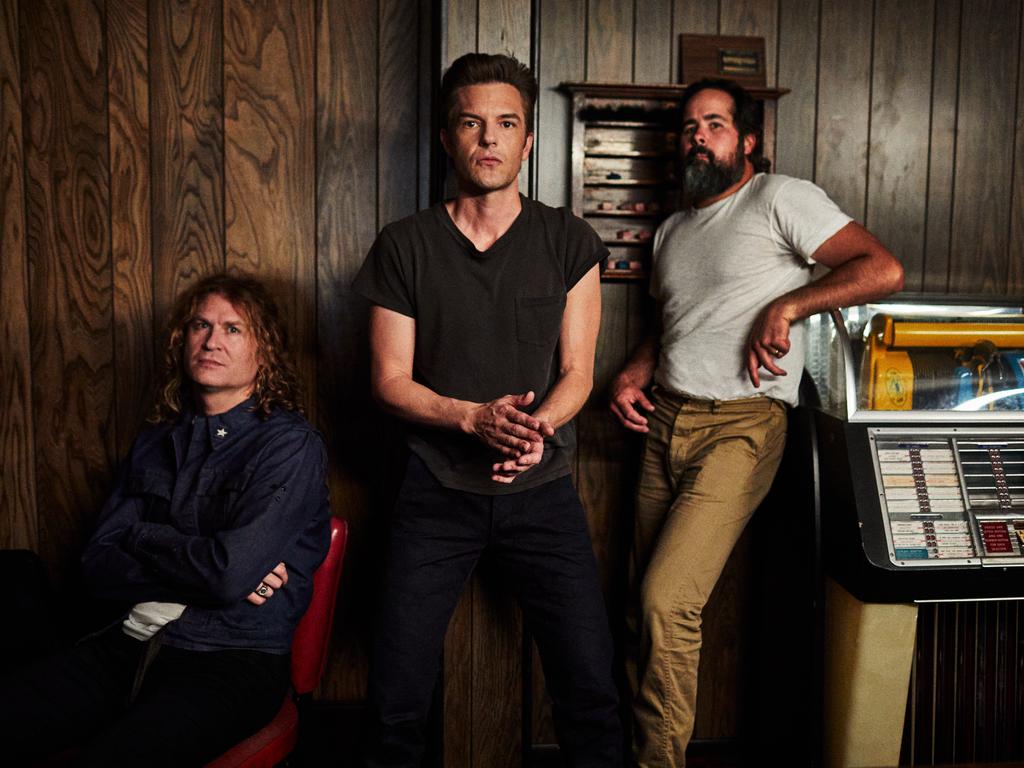 US rock band The Killers, pic Danny Clinch (l-r Dave Keuning, Brandon Flowers, Ronnie Vannucci Jr)